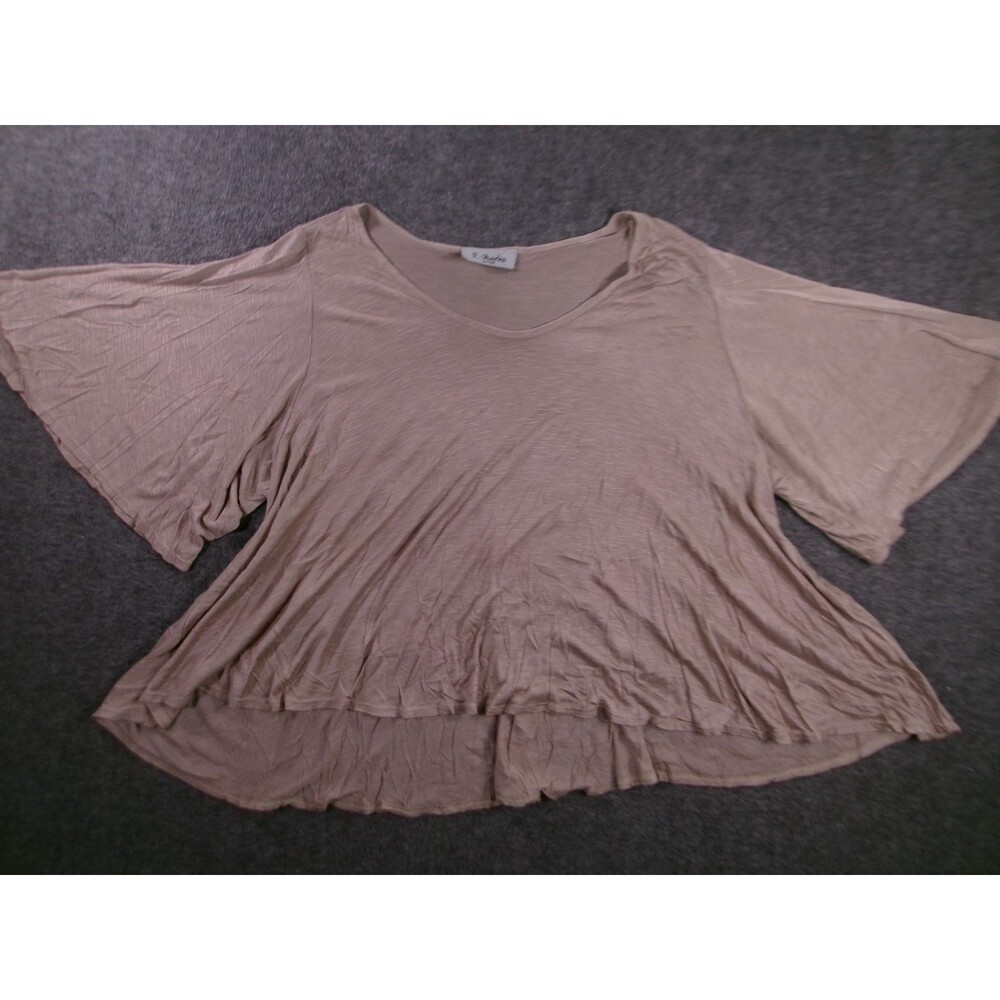 R Marks Top Women 1X Beige Office Casual Work Day Flowy USA Made Boho